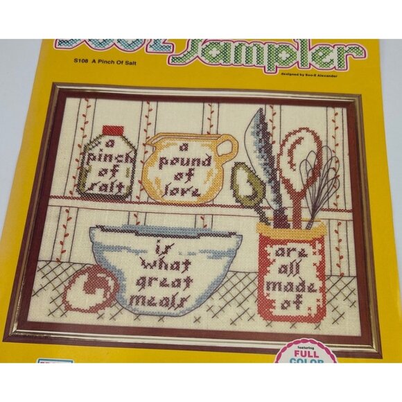 Vintage 1976 Sooz Inc. Cross Stitch "A Pinch Of Salt" Kitchen Decor Started Vtg - Picture 2 of 8